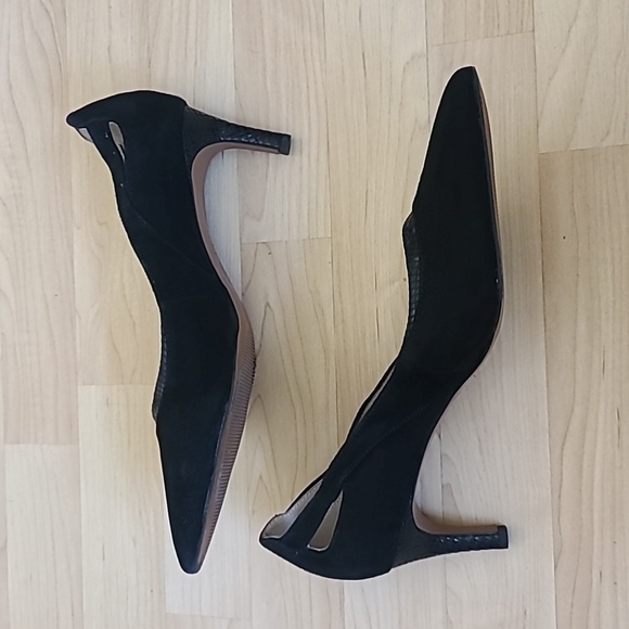 Franco Sarto Black Suede Leather Pointed Toe Pump Stiletto 3" Heels Size 10M - Picture 9 of 10